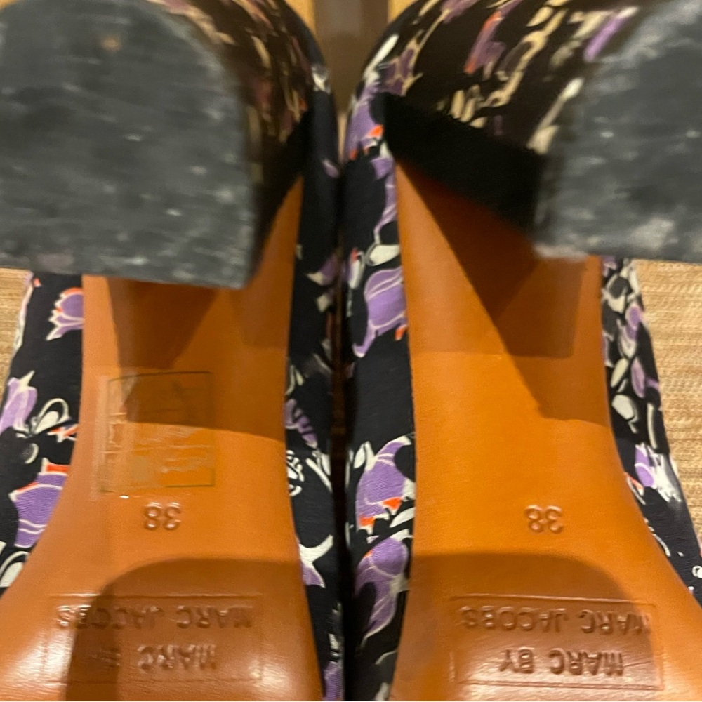 Marc By Marc Jacobs Suede Toe Tip With Printed Fabric Retro Style Shoes Size 8 - Picture 5 of 6